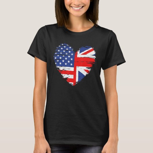 T-shirt Drapeau Union Jack Angleterre et drapeau américain (Devant)