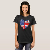 T-shirt Drapeau Union Jack Angleterre et drapeau américain (Devant entier)