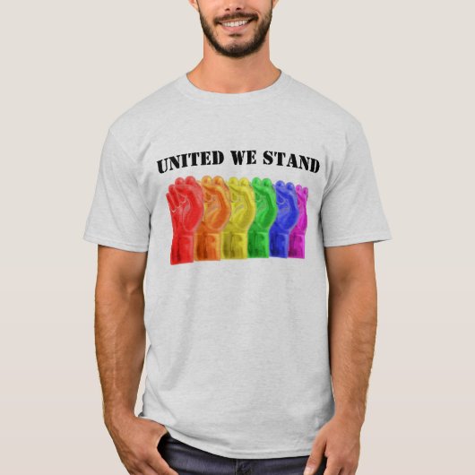 T-shirt drapeau United We Stand Pride avec poing 3D (Devant)