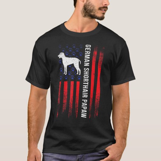T-shirt Drapeau US Allemand Shorthair Pointer Papaw Pointe (Devant)