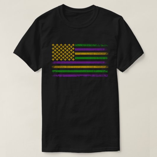 T-shirt Drapeau US Mardi Gras avec Fleur de Lis Patriotiqu (Design devant)