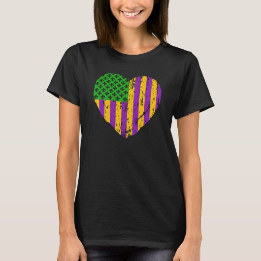 T-shirt Drapeau US Mardi Gras avec Fleur de Lis Patriotiqu (Devant)
