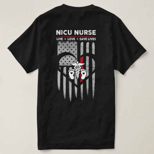T-shirt Drapeau US NICU Nurse Decal (Design dos)