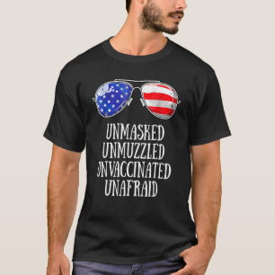 T-shirt Drapeau US Sunglass Unmuzzed Unmuzzed U non vaccin