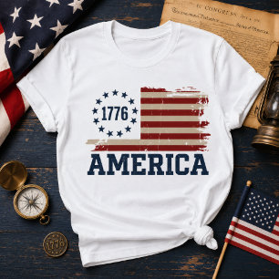 T-shirt Drapeau USA 250e Vintage 1776 Amérique en détresse