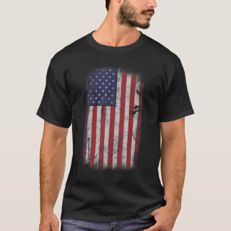 T-shirt Drapeau Usa 4 Juillet Américain Rouge Blanc Bleu V