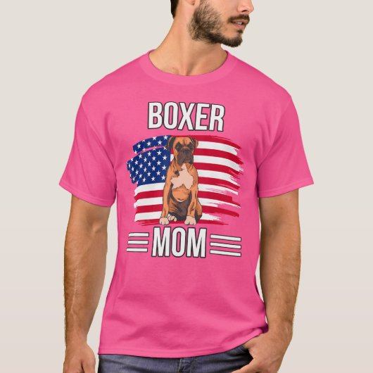 T-shirt Drapeau Usa 4 juillet Fête Des Mères Merica Boxer  (Devant)