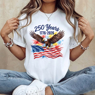 T-shirt Drapeau USA Aigle Aquarelle 250 Ans de Liberté