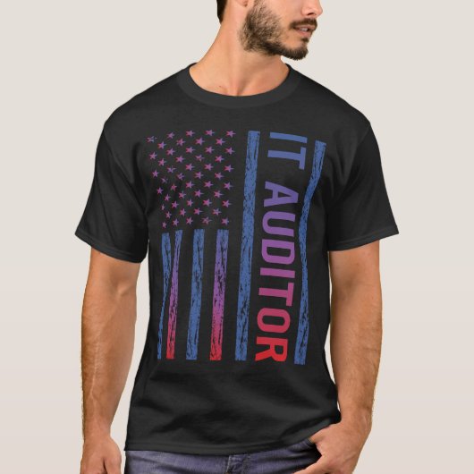 T-shirt Drapeau USA Auditeur informatique (Devant)