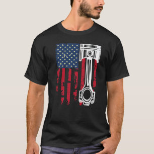 T-shirt Drapeau USA Auto Réparateur Mécanicien Automobile 