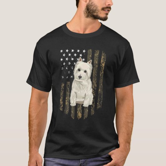 T-shirt Drapeau Usa Camo West Highland White Terrier (Devant)