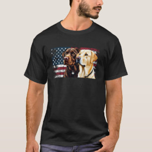 T-shirt Drapeau USA Chien Propriétaire Labrador Chocolat e
