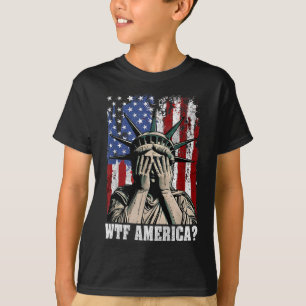 T-shirt Drapeau Usa De La Statue Anti-Trump De L'Amérique