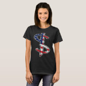 T-shirt Drapeau USA de lancer de fer à cheval (Devant entier)