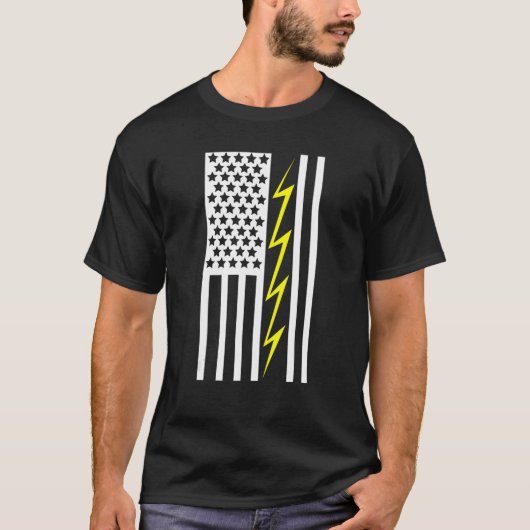 T-shirt Drapeau Usa Electrical Electricity Engineering Ele (Devant)