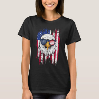 T-shirt Drapeau USA Et Aigle Américain Grunge