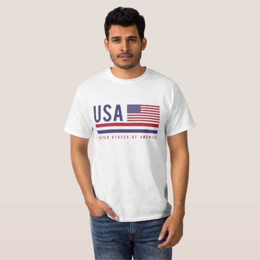 T-shirt Drapeau USA et code ISO Alpha-3 Design (Devant entier)