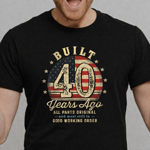 T-shirt Drapeau USA Funny 40e anniversaire construit il y