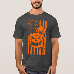 T-shirt Drapeau Usa Halloween Citrouille Patriotisme États