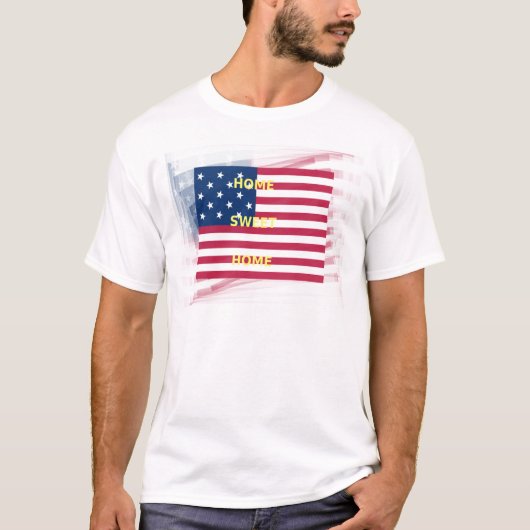 T-shirt Drapeau USA "Home Sweet Home" Art Imprimer (Devant)