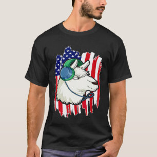 T-shirt Drapeau USA Llama musical 14 juillet Llama patrio
