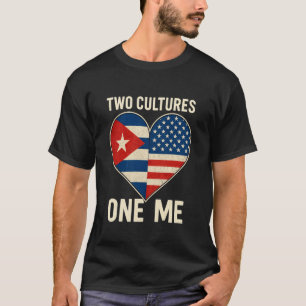 T-shirt Drapeau USA moitié cubain moitié américain Cuba Am