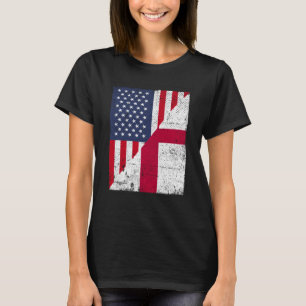 T-shirt Drapeau USA moitié Drapeau Angleterre anglais amér