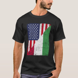 T-shirt Drapeau USA moitié Drapeau Hongrie moitié Américai
