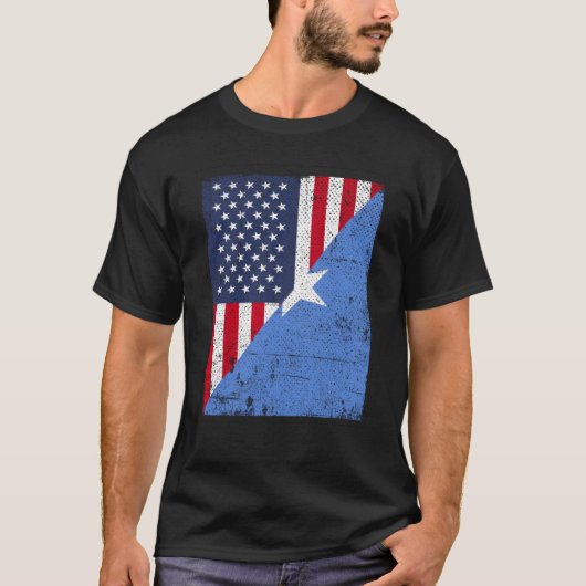 T-shirt Drapeau USA moitié Drapeau Somalie moitié Américai (Devant)