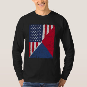 T-shirt Drapeau USA moitié Drapeau tchèque américain tchèq
