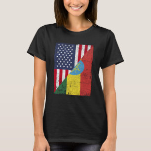 T-shirt Drapeau USA moitié moitié drapeau Éthiopie América