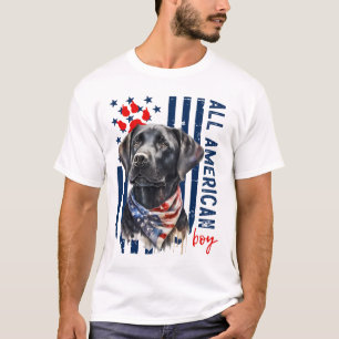 T-shirt Drapeau Usa Patriotique Labrador Noir Garçon Tout
