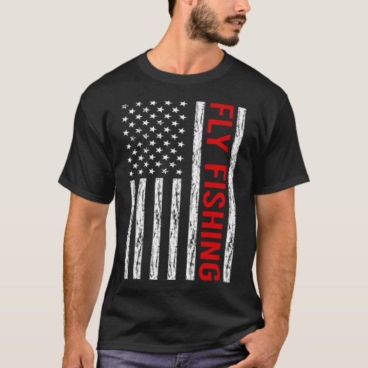 T-shirt Drapeau USA pêche à la mouche (Devant)