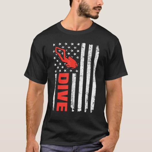T-shirt Drapeau Usa Plongée Tee Pour Scuba Diver Instructe (Devant)