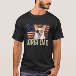 T-shirt Drapeau Usa Rétro Classique Corgi Papa Fête Des Pè