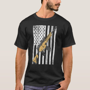 T-shirt Drapeau Usa Rifle - Fière propriétaire d'arme amér
