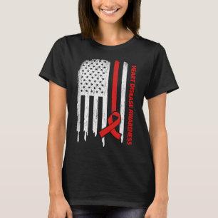 T-shirt Drapeau Usa Rouge Ruban Sensibilisation aux maladi