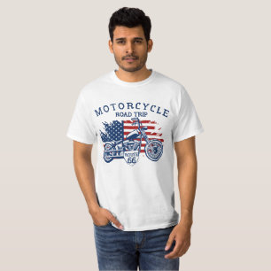 T-Shirt Drapeau USA Route 66 Road Trip Moto