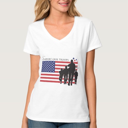 T-shirt Drapeau USA - Soutien à nos troupes (Devant)