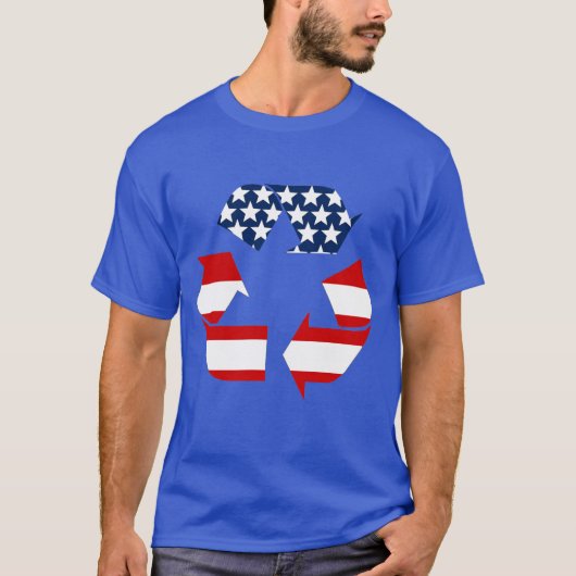 T-shirt Drapeau USA - Symbole blanc rouge et bleu Recycle (Devant)