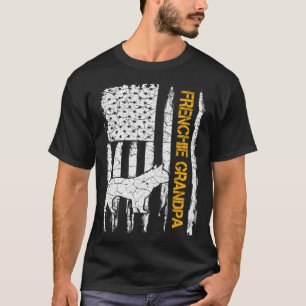T-shirt Drapeau USA Vintage Bouledogue Français Grand-père