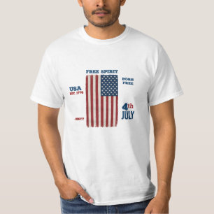 T-shirt Drapeau USA vintage du 4 juillet Esprit libre Patr