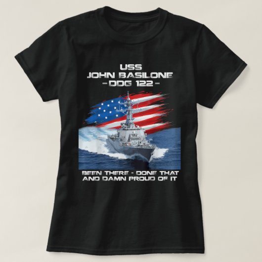 T-shirt Drapeau USS John Basilone DDG-122 Destroyer Ship U (Design devant)