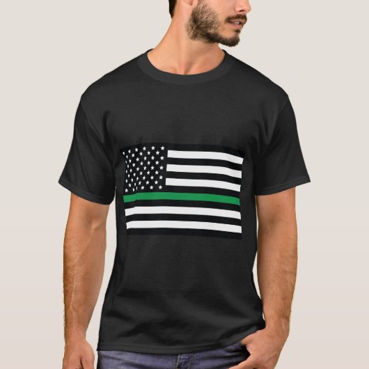 T-shirt Drapeau vert, Drapeau américain avec Bande verte (Devant)