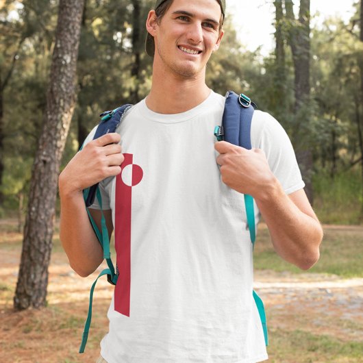 T-shirt Drapeau Vertical Groenland En Rouge Blanc Minimali