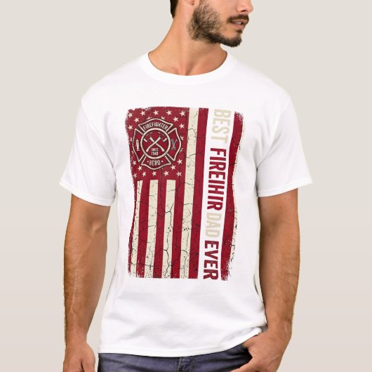 T-shirt Drapeau vertical papa pompier conception vectoriel (Devant)