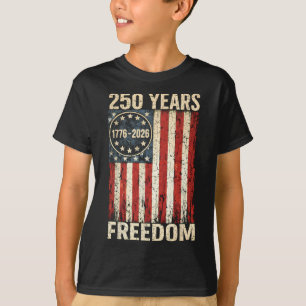 T-shirt Drapeau Vintage 250 Ans Américain 1776 2026 250e É