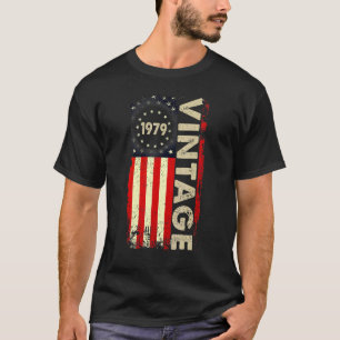 T-shirt Drapeau vintage américain 1979 Anniversaire des fe