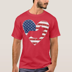 T-shirt Drapeau vintage Américain 4 juillet Corgi Papa Mam
