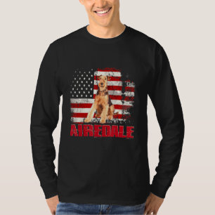 T-shirt Drapeau vintage américain Airedale Chien